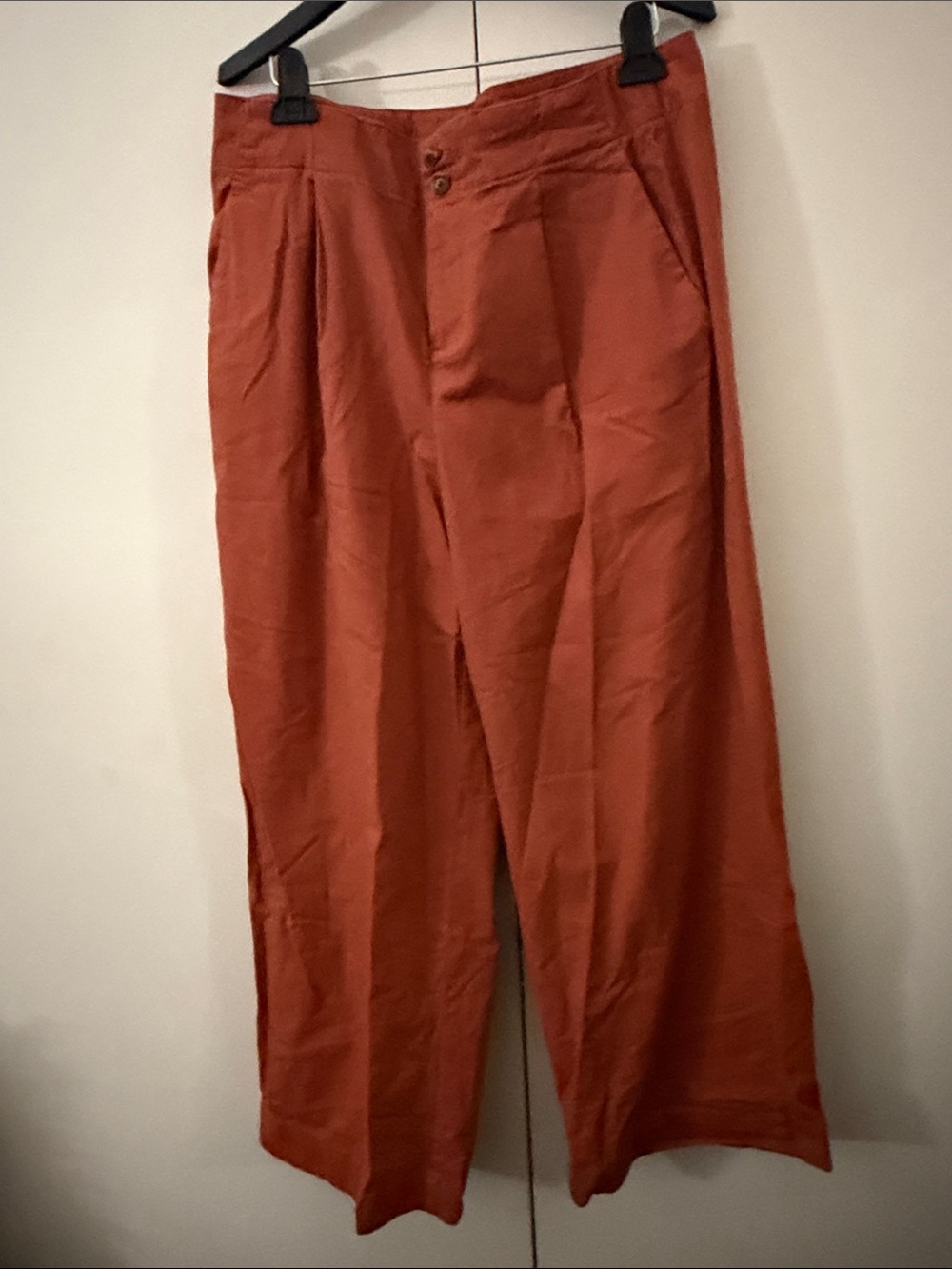 Wide-Leg Casual Pants in Rust